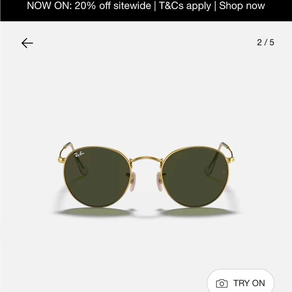 Ray-Ban Gold Frame Sunglasses with Dark Lenses - Picture 2 of 4